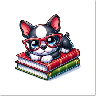 Boston Terrier Book Nerd Posters and Art